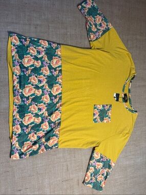 L&B Mustard Yellow and Green Floral Panel Top